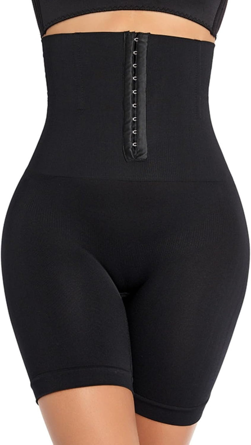 Shapewear High-Waisted Belly Pants Women's Postpartum Corset Leggings Buckle-Adjustable Seamless Flat-Angle Large-Size Body Shaping Pants With Adjustable Hooks - black