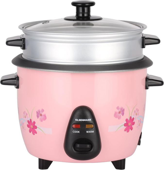 Olsenmark 3-In-1 Electric Rice Cooker, 1 Liter Capacity, White/Silver