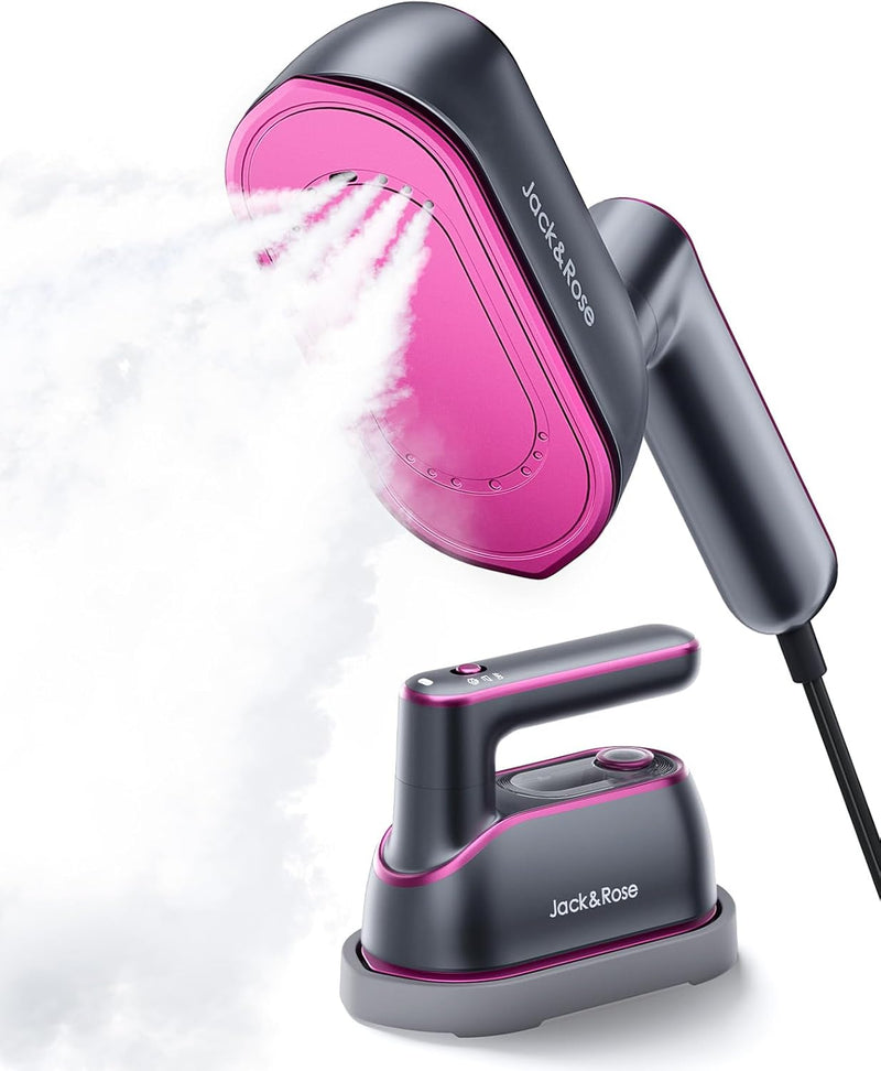 Jack Rose Travel Steamer for Clothes 1200w,Steam Iron,Portable Handheld Travel Size Steamer iron,8S Fast Heat-Up,Large Ceramic Heat Panel(Purple-Gray)