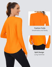 Rapbin Women's UPF 50+ Sun Protection T-Shirts Long Sleeve Boat Neck Workout Lightweight Quick Dry Top with Thumb Hole