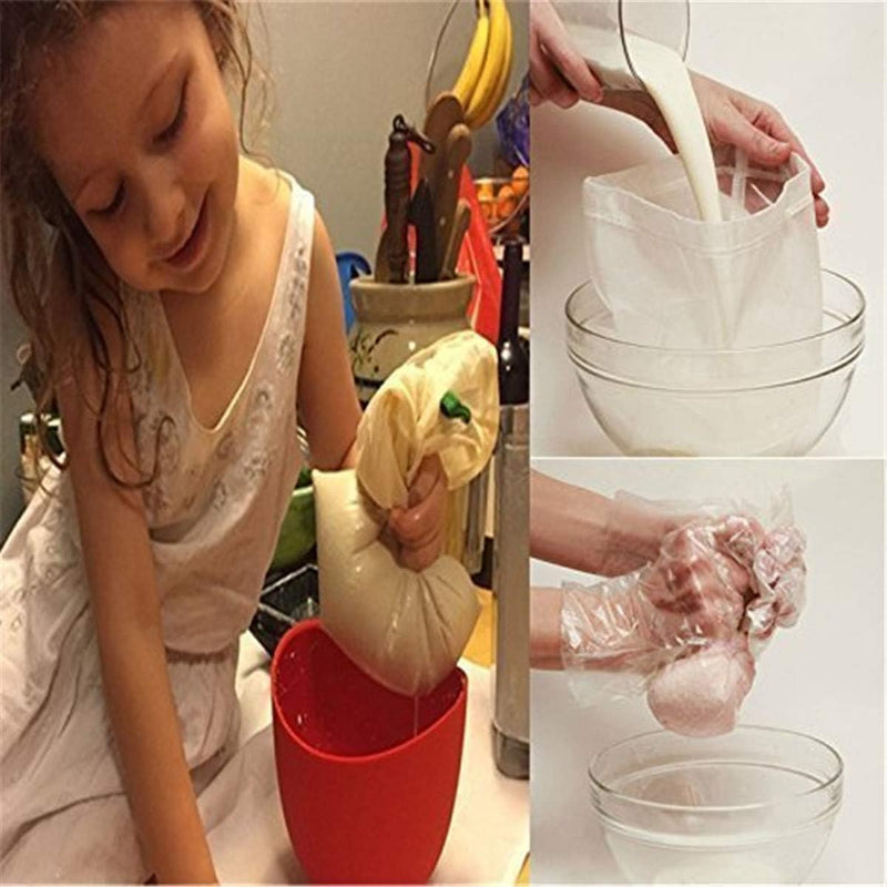 LERORO 2 Pcs Pro Quality Nut Milk Bag - Big 12X12 Commercial Grade - Reusable Almond Milk Bag & All Purpose Food Strainer - Fine Mesh Nylon Cheesecloth & Cold Brew Coffee Filter