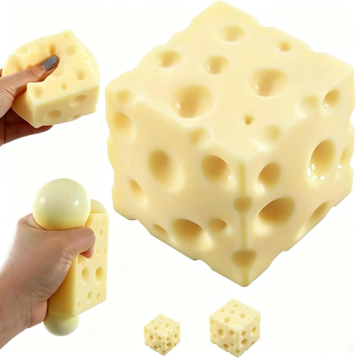 SLEEPHEAD Cheese Squishy Stress Ball 7cm Cute Cheese Block Fidget Toy for Anxiety Relief Soft Silicone Squeeze Cheese Squishy Toy for Adults Teens Desk Decor & Party Favor