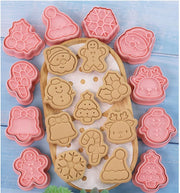 JKWINS 10 Pieces Christmas Cookie Cutters Snowman, Elk, Christmas tree Socks Mini Christmas Cookie Stamps Christmas Shapes 3D Plastic Cookie Cutters for Kids Fondant Cookie Baking