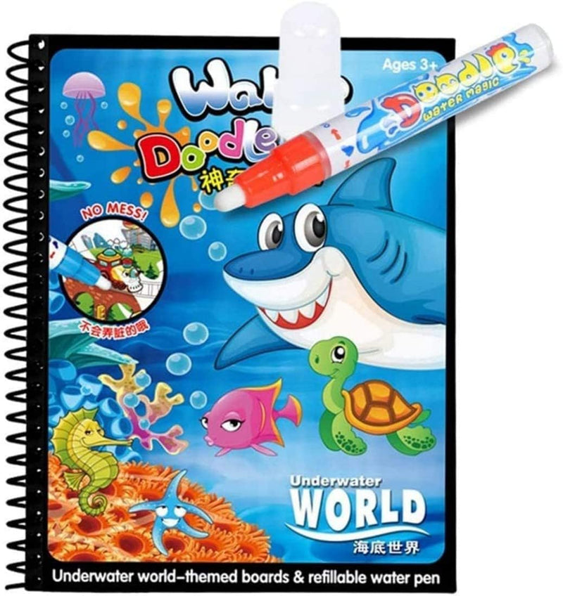 Mumoo Bear Magic Water Colouring Book for Children Reusable Water Drawing Book with Magic Pen Early Education Doodle Painting Toys for Kids Toddlers - Water Colouring Book-New