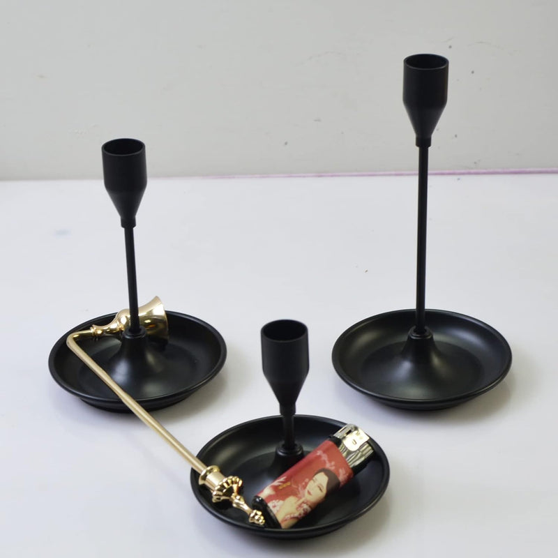 YACMMY Matte Black Candle Holders Set of 3 for Taper Candles, Decorative Candlestick Holder for Wedding, Dinning, Party.