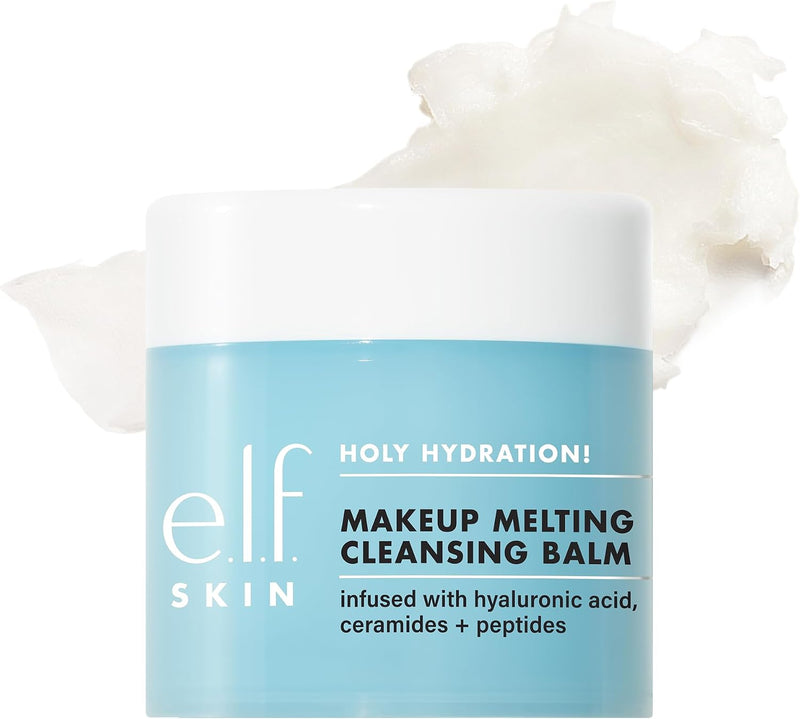 e.l.f. Holy Hydration Makeup Melting Cleansing Balm, Face Cleanser & Makeup Remover, Infused with Hyaluronic Acid to Hydrate Skin, 2 Oz - Unscented