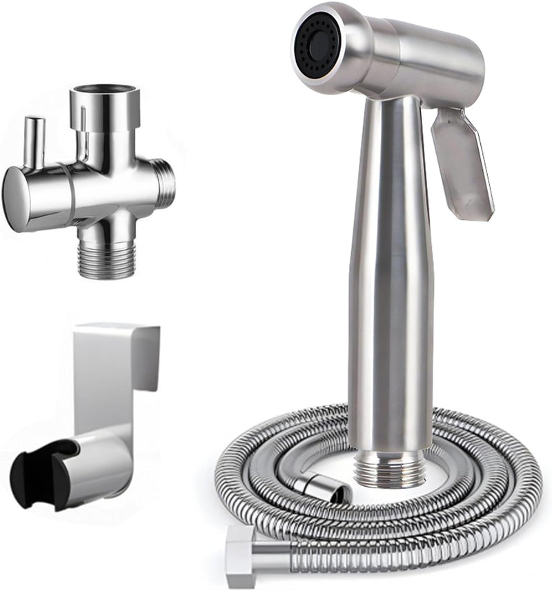 Stainless Steel Handheld Bidet Sprayer with 1.5M Hose for Muslim Shower, Personal Hygiene, Baby Diaper Washer, Pet Wash, Toilet Clean