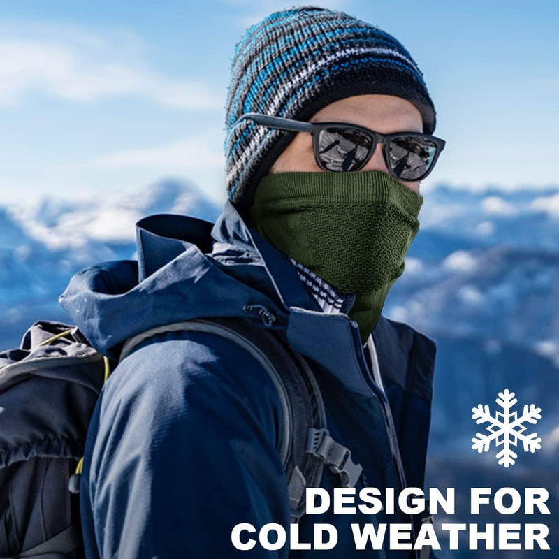 Tube Scarf Winter Neckerchief Neck Warmer Warm Windproof Ski Neck Warmer Ski Mask Tube Scarf Balaclava for Running Cycling Men Women Motorcycle Bicycle - 2 Pack - All Black + Red