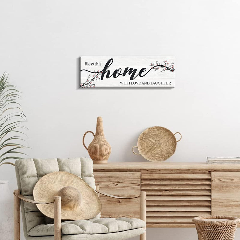 Kas Home Thankful Grateful Blessed Wall Decor Canvas Inspirational Quote Sign Farmhouse Rustic Wall Art Positive Word Hanging Decoration for Bedroom Living Room Kitchen Framed Plaque (10.6 x 13.7