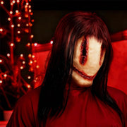 Creepy Halloween Mask with Hair for Adults, Horror Devil Mask Natural Latex Stitching Female Men Ghost Mask for Theme Party, Cosplay, Horror Challenge Games