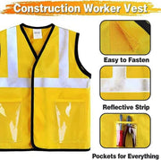 AMERTEER Construction Worker Costume for Kids Builder Dress-Up Set with Tool Belt, Hard Hat, Safety Vest & Toy Tools Pretend Play Outfit & Halloween Costume for Boys & Girls Ages 3-6