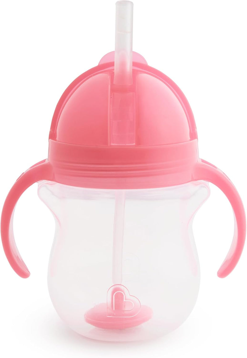 Munchkin Any Angle Click Lock Weighted Straw Trainer Cup, spill proof cup with handles, for infant/baby boys and girls, 7oz Capacity, 6 Months and above, Green
