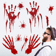 Halloween Bloody Handprint Footprint Stickers Decorations, 8 Sheets/64 Pcs Halloween Wall Window Floor Clings Decals, Scary Stickers For Haunted House Party