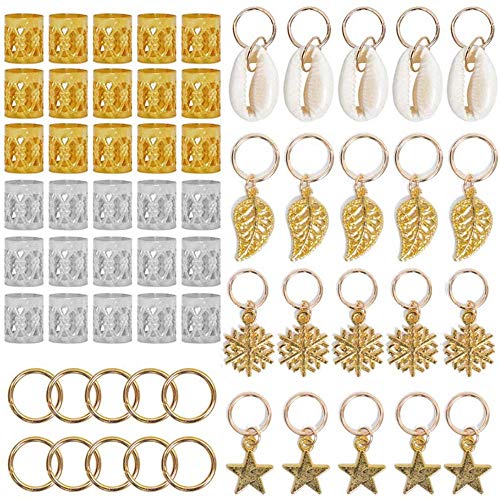 KASTWAVE 80PCS Dreadlocks Beads Metal Cuffs Hair Braid Rings Pendants Braiding Clips Hair Decorations DIY Braids Accessories