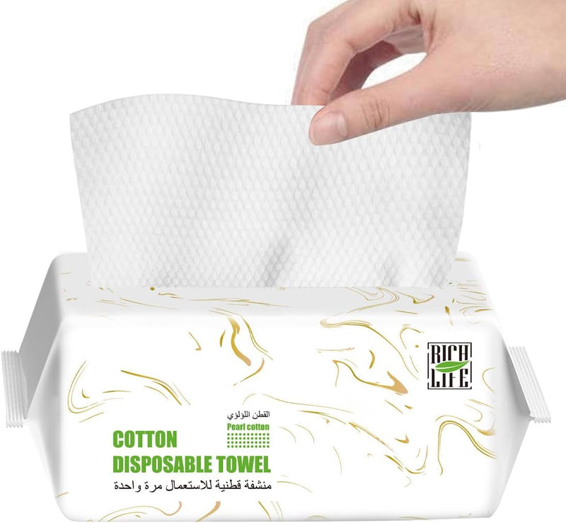 Disposable Face Towel, Cotton Tissue Soft Dry Wipes, Simple Cleaning Facial Tissues Dry Wet Dual Portable Use for Sensitive Skin & Baby & Makeup Remover & Personal Care,Pack of 20