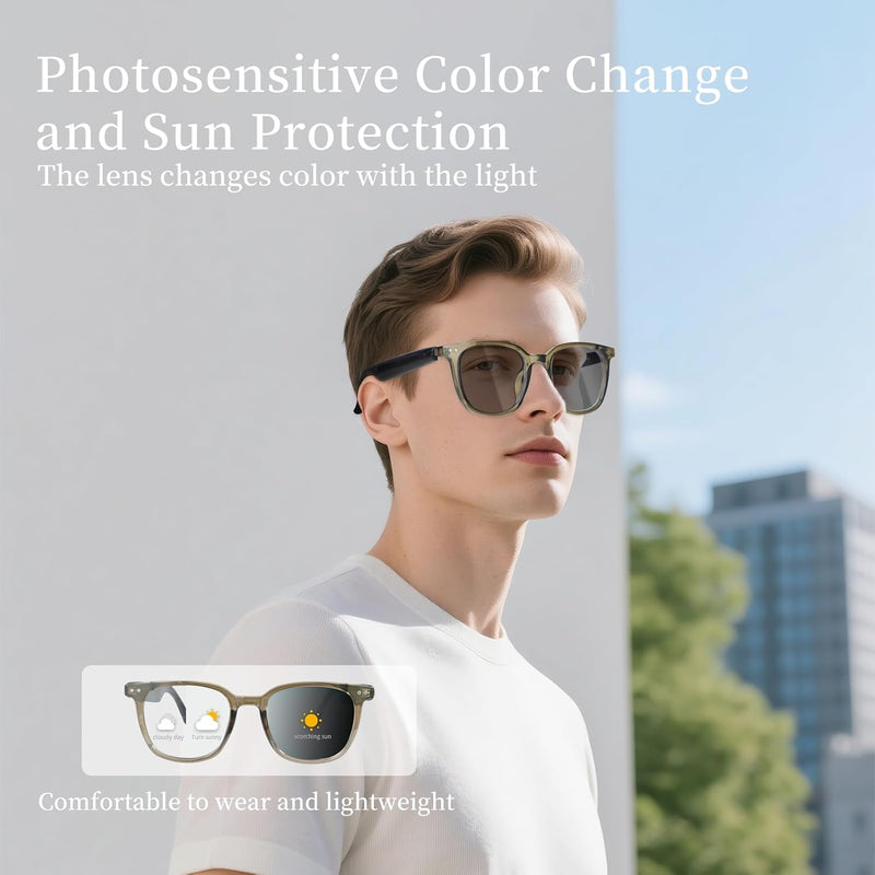 OKCSC Bluetooth Audio Sunglasses, Polarized Lenses, Semi-Open-Ear Smart Touch Eyewear for Music/Calls/Navigation, Bluetooth 5.3 Audio Eyewear, IPX5 Waterproof Indoor Outdoor Eyewear - Black