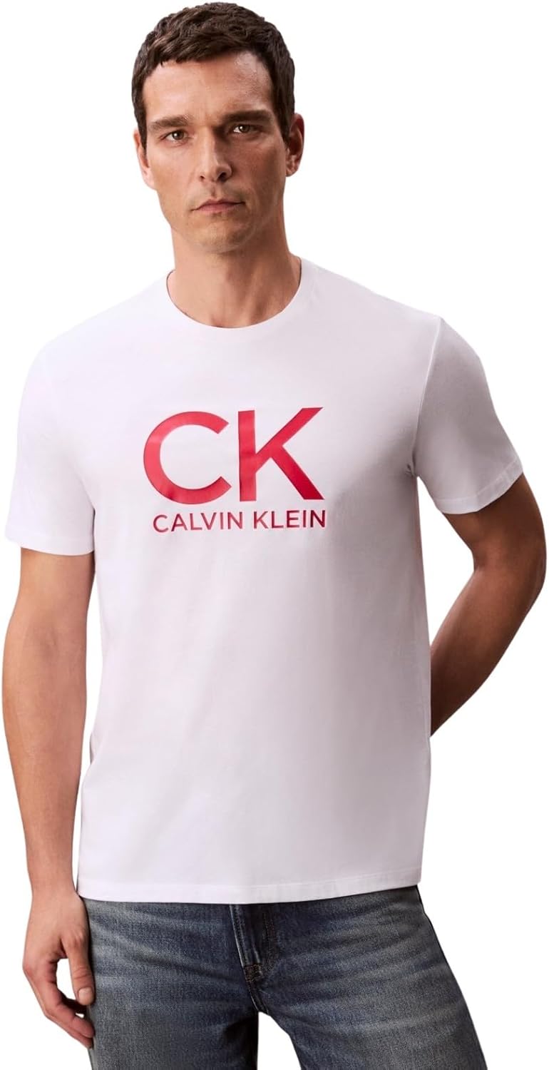 mens Ss 30s Eu Ck Calvin Graphic Tee Lv04rd819g T-Shirts (pack of 1) - Brilliant White