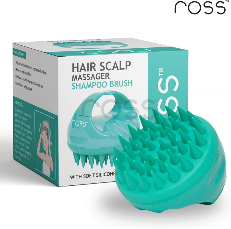 Ross Hair Scalp Massager Shampoo Brush with Soft Silicone Bristles (Black)