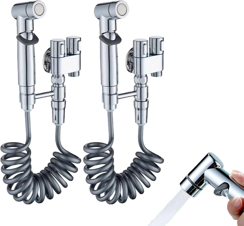 Gloserin Handheld Bidet Sprayer for Toilet,1-In-2-Out Dual Control Valve,Mini Toilet Faucet Sprayer Kit Butt Washer,Hand Shower Bidet Attachment for Washing Machine and Toilet (Black)