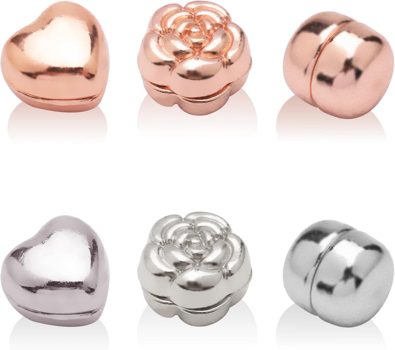 Multi-Use Hijab Magnetic Pins Set - 6 Pairs, Colorful Hijab Magnets for Women, Pinless and Commercial Strength(Cylinder, Heart, Flower)