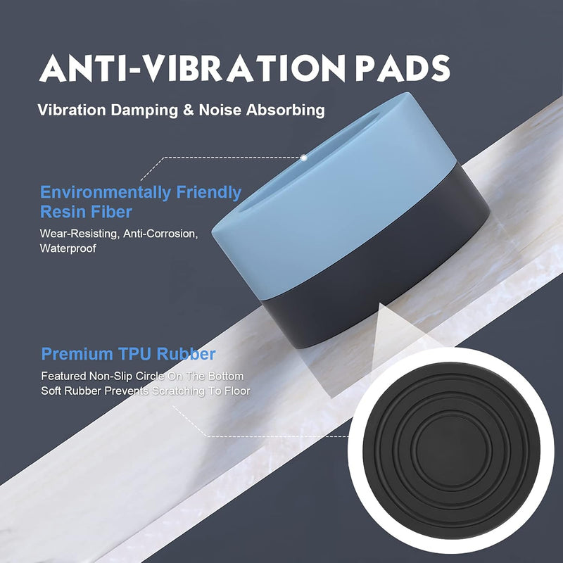 Anti Vibration Pads for Washing Machine, Washer and Dryer Pedestals, Laundry Pedestal, Washing Machine Support, Washing Machine Feet Stabilizer for Shock Damping, Noise Absorbing, Anti Walk And Slip