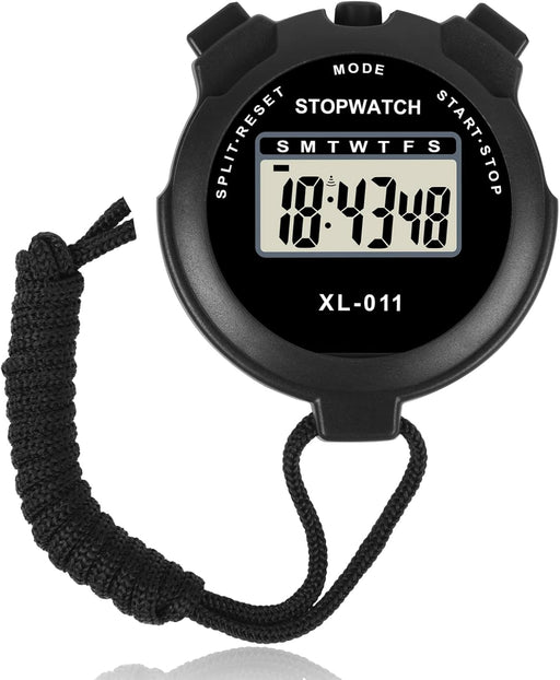 Vicloon Sport Stopwatch Timer, Multi-Function Sport Digital Stopwatch Large Display, Single Lap/Split Memory Stopwatch with12/24 Hour Clock Alarm Calendar for Training Swimming Running(Orange) - Black
