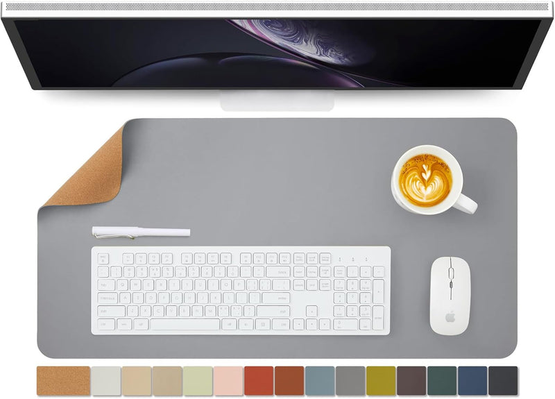 HOMIEAZICOZI Cork Desk Mat - Dual-Sided Desk Pad for Office and Home - Desk Organization and Accessories - Ideal for Large Mouse Pad and Desk Mats on Top of Desks(Gray,31.5"x 15.7") - Gray 27.6"x 13.8"