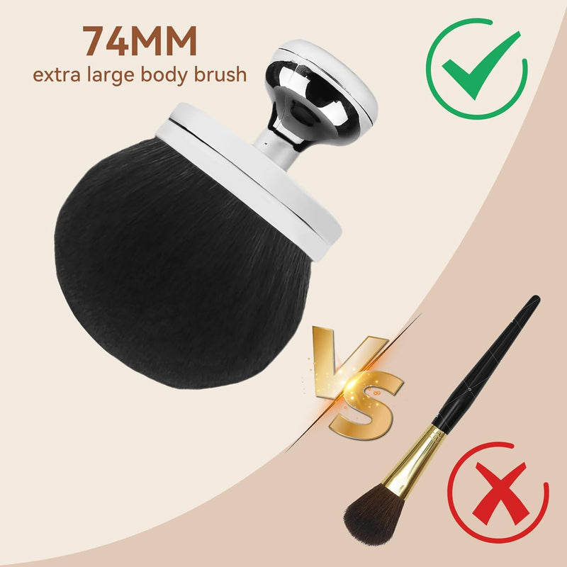 Yikusu Extra Large Body Makeup Brush for Self Tanner, 3 Inch Width Self Tanning Kabuki Brush, Powder, Foundation, Blusher, Bronzer, Oval Face Leg Makeup Brush with Drawstring Bag&box - Rose gold