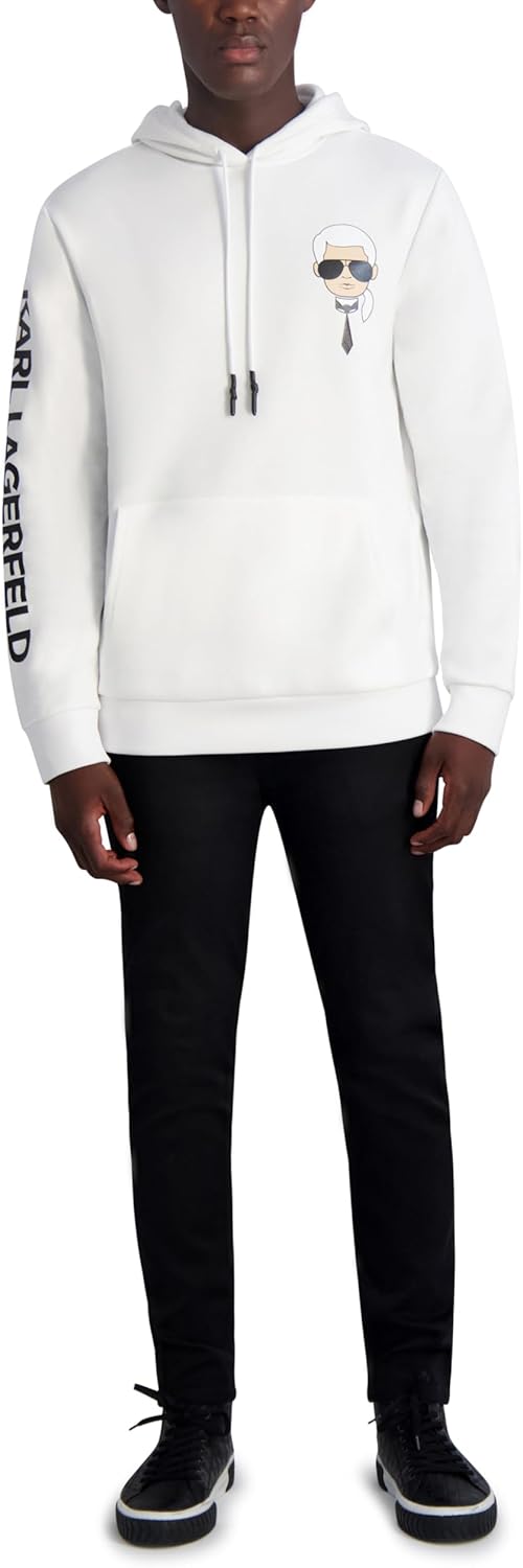 mens Karl Character Hoodie Hooded Sweatshirt - White