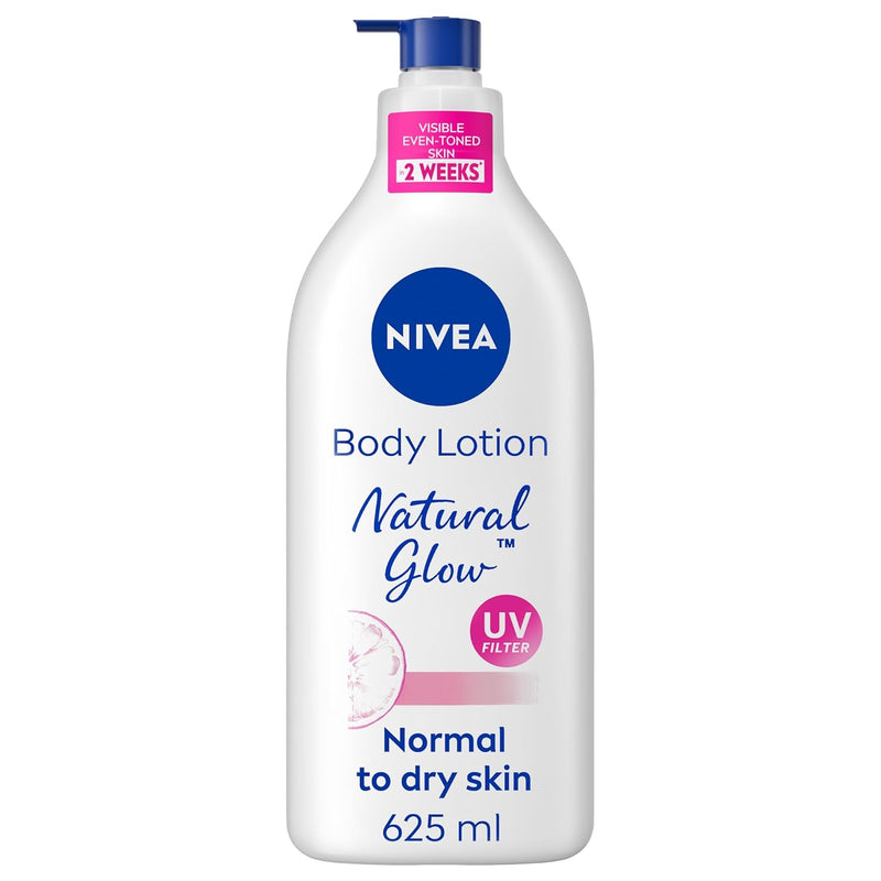 NIVEA Body Lotion for Normal to Dry Skin, Natural Glow, with Vitamin C and UV Filter, Moisturizes and Evens Skin Tone, 625ml