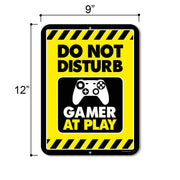 Gaming Room Decor, Do Not Disturb Gamer at Play, 9 x 12 inch Metal Aluminum Novelty Tin Sign, Video Game Room Decor, Game Room Sign - Gaming in Progress