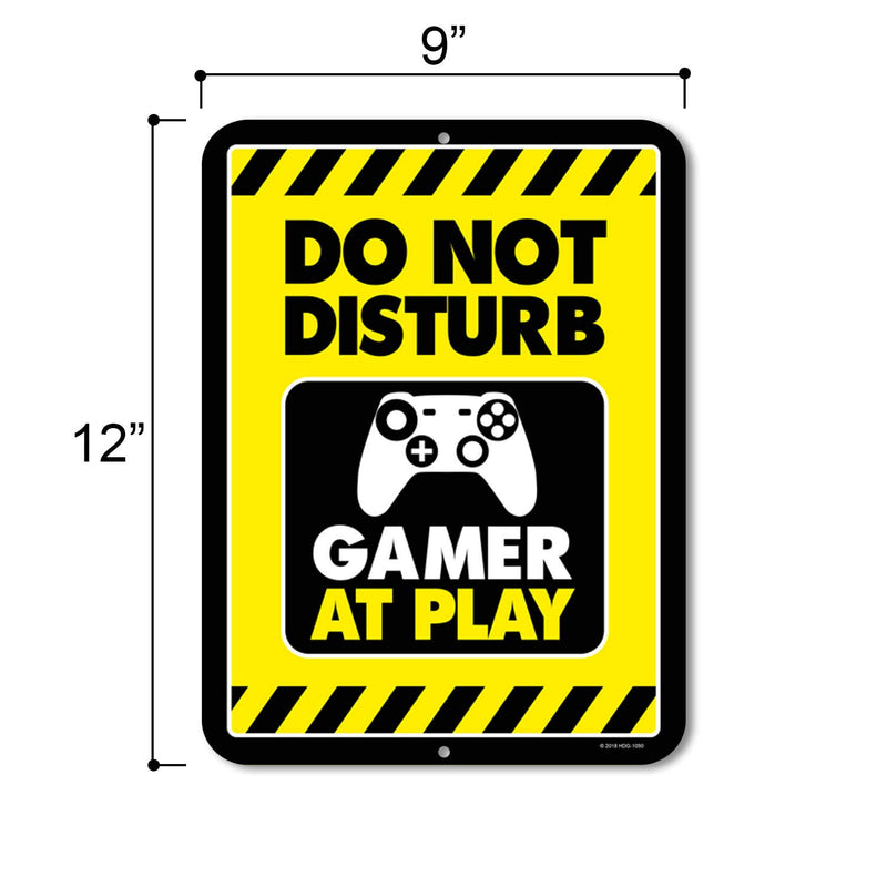 Gaming Room Decor, Do Not Disturb Gamer at Play, 9 x 12 inch Metal Aluminum Novelty Tin Sign, Video Game Room Decor, Game Room Sign - Gaming in Progress