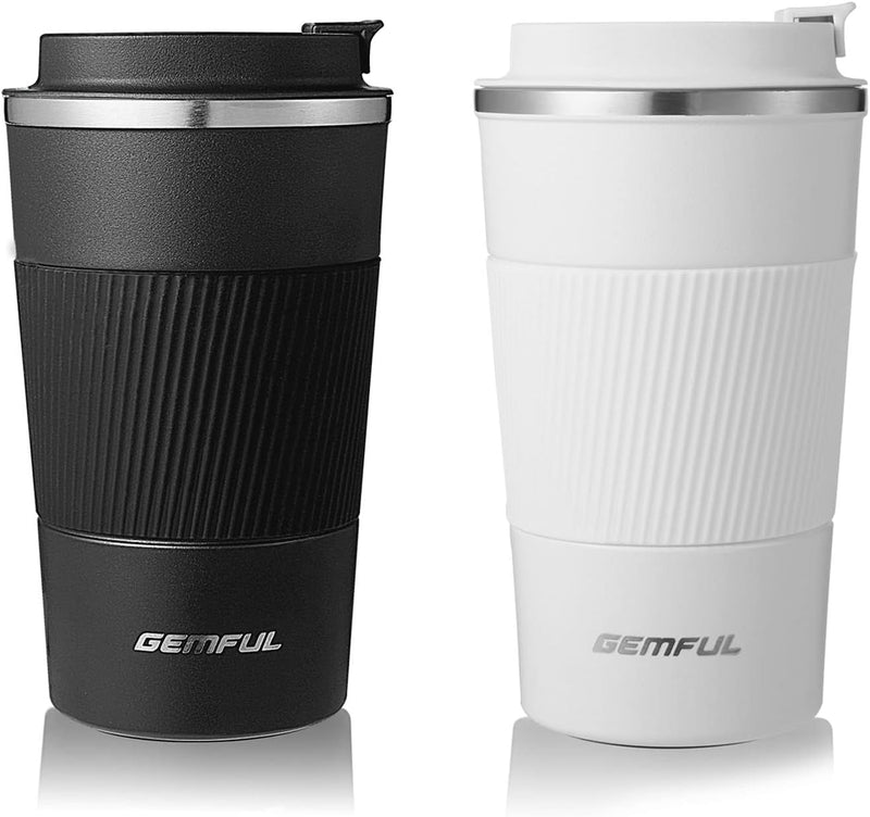 GEMFUL Travel Coffee Mug Stainless Steel Vacuum Ice and Hot Drinks Insulated Tumbler for Home Office Outdoor Works, 380ml, Pink