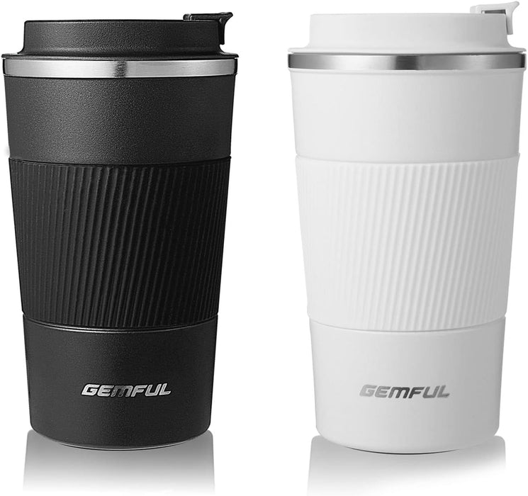 GEMFUL Travel Coffee Mug Stainless Steel Vacuum Ice and Hot Drinks Insulated Tumbler for Home Office Outdoor Works, 380ml, Pink