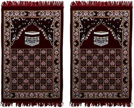 Turkey Muslim Prayer Mat Islamic Prayer Mat Muslim Prayer Rug Premium Design and Quality Made in Turkey Soft Touch with Cotton Padded Back (Multicolours) - Standard (Pack of 2)