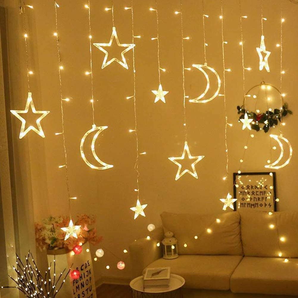 SHOWAY Ramadan Decorations Light, Eid Moon String Lights Moon, Mini Star Fairy Lights Lantern Lamp for Wedding Party Home Garden Bedroom Indoor – image 1