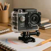 FITTO Sports Cam Waterproof Action Camera 1080P, Full HD 12MP Video Camera, 2-inch LCD, 140 Wide Angle Lens, 30M Underwater, Multi-Use Accessories