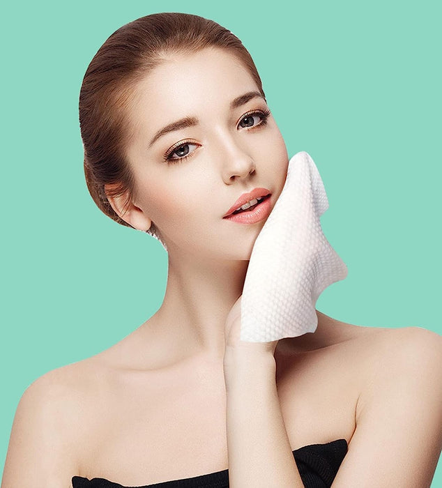 S SYMEFER Disposable Face Towel Soft Washcloths Facial Cleanning Cotton Tissue Wet Dry Cotton Facial Wipes Makeup Remover Towel for Skincare (3 Pack)