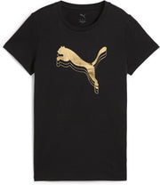 womens ESS METALLIC Tee T-Shirts (pack of 1) - Black-Metallic Gold