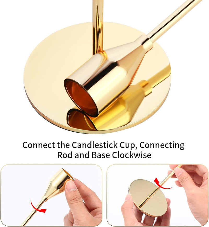 JINDUN Holders Gold Candle Stick Candle Holder Tall Taper Candle Holder for Home Decor, Wedding, Dinning, Party, Anniversary, Fits 3/4 Inch Thick Candle&Led Candles(Set of 6)