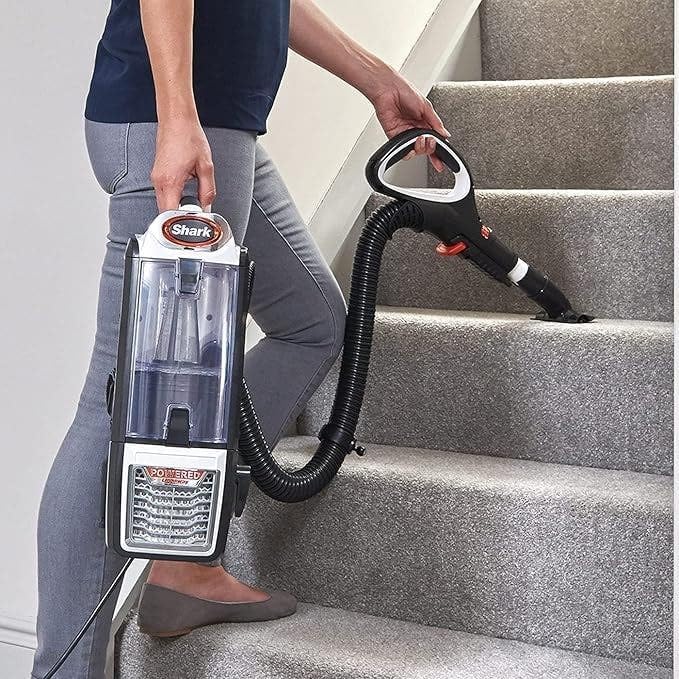 Shark Corded Upright Vacuum Cleaner,0.83L with Anti Hair Wrap Technology & DuoClean, Pet Model, Powered Lift-Away, LED Headlights, Anti-Allergen, 8m Cord, 750W, 2 Attachments, Navy/Orange, NZ801MET