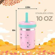 Tronco 14oz Insulated Stainless Steel Kids Travel Cup - BPA-Free Toddler Tumbler with Splash-Proof Flexible Straw, Ergonomic Handle & Splash Guard Lid for Car/Outdoor Use, Easy to Clean