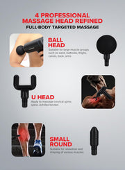 Olsenmark 6-in-1 Percussion Massage Gun Cordless & Rechargeable Deep Tissue Massager with 6 Detachable Heads, 6 Speed Levels, Ergonomic Grip for Full-Body Pain Relief, Stress Reduction, Black