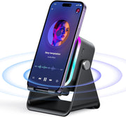Portable Bluetooth Speaker with Cell Phone Stand, 5 in 1 Wireless Induction Bluetooth Audio for Phone Speakers Amplifier, HD Stereo Sound Compatible with iPhone iPad Android Tablet(White) - Black