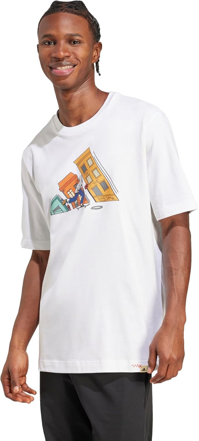 Men Doodle Hunt Skate Graphic T-Shirt - White