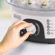 BLACK+DECKER Food Steamer,775W, 10L 3-Tier Detachable Design, Timer Control, Quick & Easy Meal Prep, Dishwasher Safe, Lightweight 1.98 Kg, 220-240V, Efficient and Compact, White - HS6000-B5