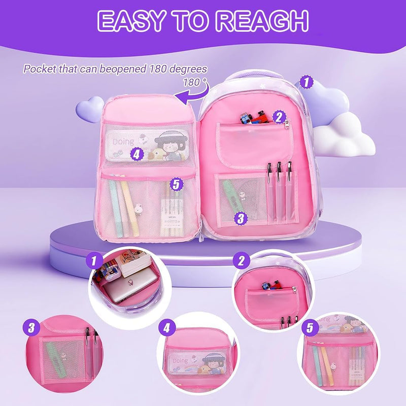 HANNEAÂ® School Backpack for Girls, Cartoon School Backpack for Schoolgirls Large Capacity Girls Backpack for Kids