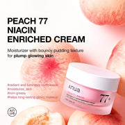 Peach Niacinamide Cream, Face Moisturizer for Dry Skin with Vitamin B12, Collagen, Ceramide, Panthenol, Korean Skin Care for Glass Skin (50ml, 1.69 fl.oz.)
