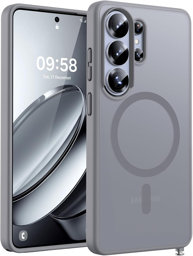 TOCOL for iPhone 17 Case 6.3-Inch, Upgraded Camera Protection, Built-in Ring, Compatible with MagSafe, Shockproof Non-slip Translucent Matte Phone Case, Black - Gray S26 Ultra