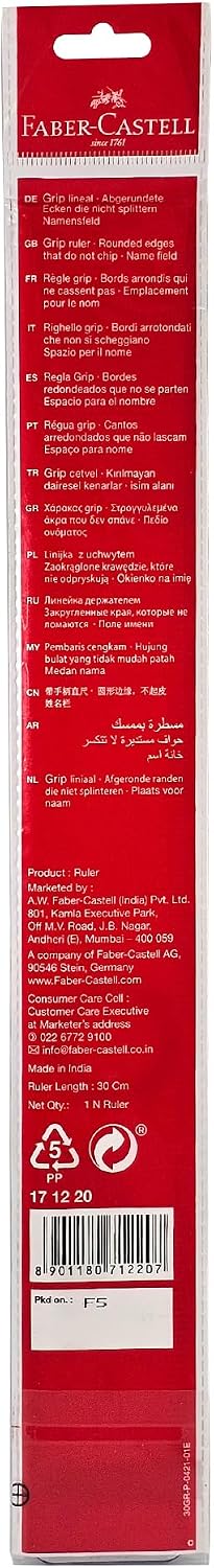 Faber-Castell Clear Broad Plastic Ruler 30cm-12", The ruler has clear measurement markings for easy drawing. It is completely safe and easy to use.